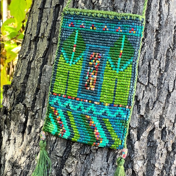 Handmade hand-dyed Boho Beaded Bag Purse Crossbody - Picture 3 of 6